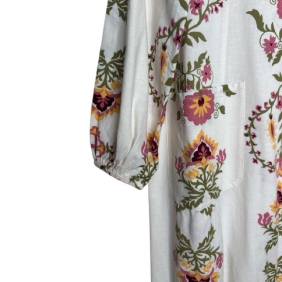 Zara Ecru Floral Midi Dress Small - Picture 5 of 14